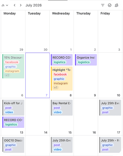 Weekly content strategy calendar